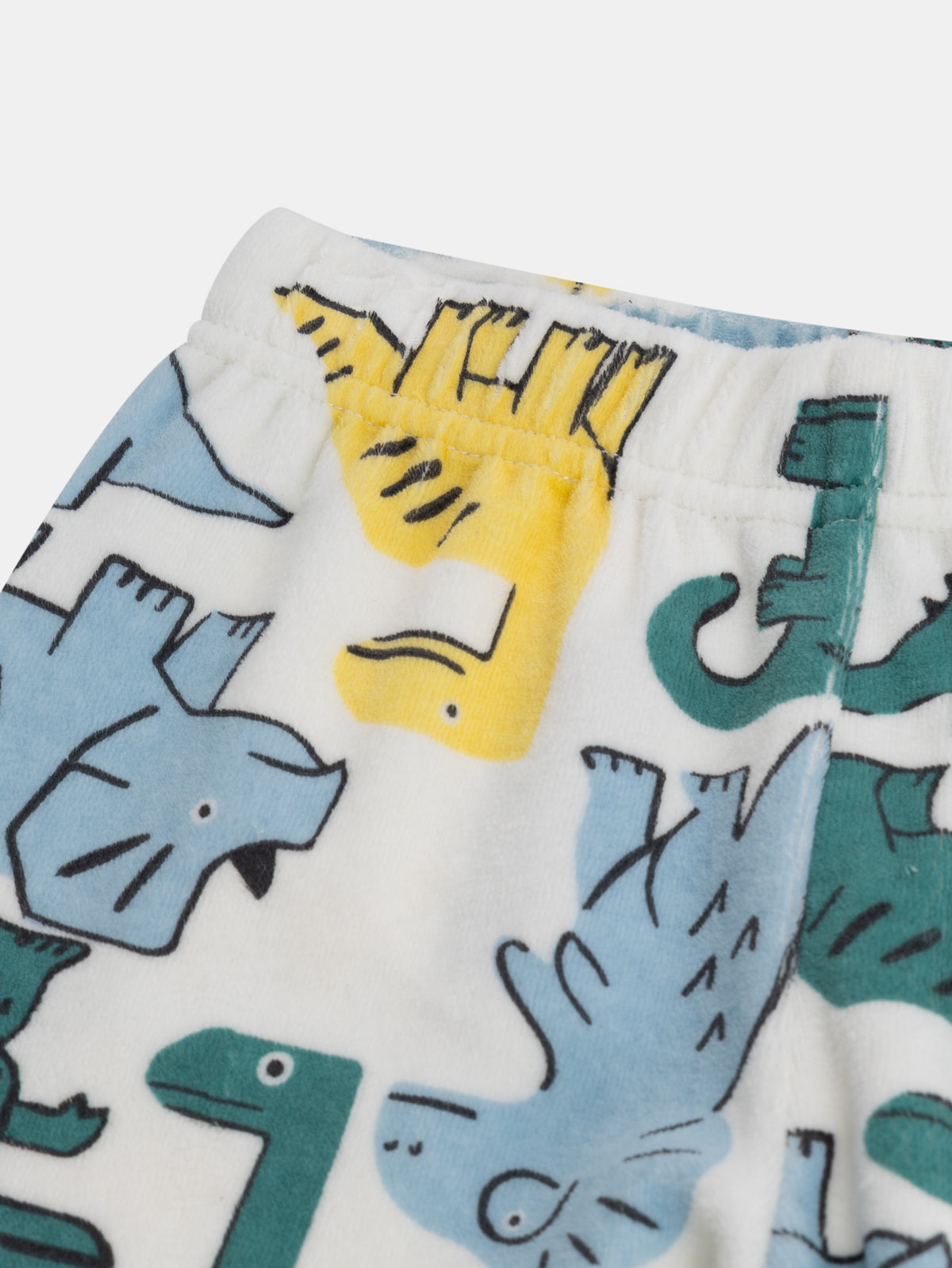2-piece velour pajama with full printed colorful dinosaurs for boys