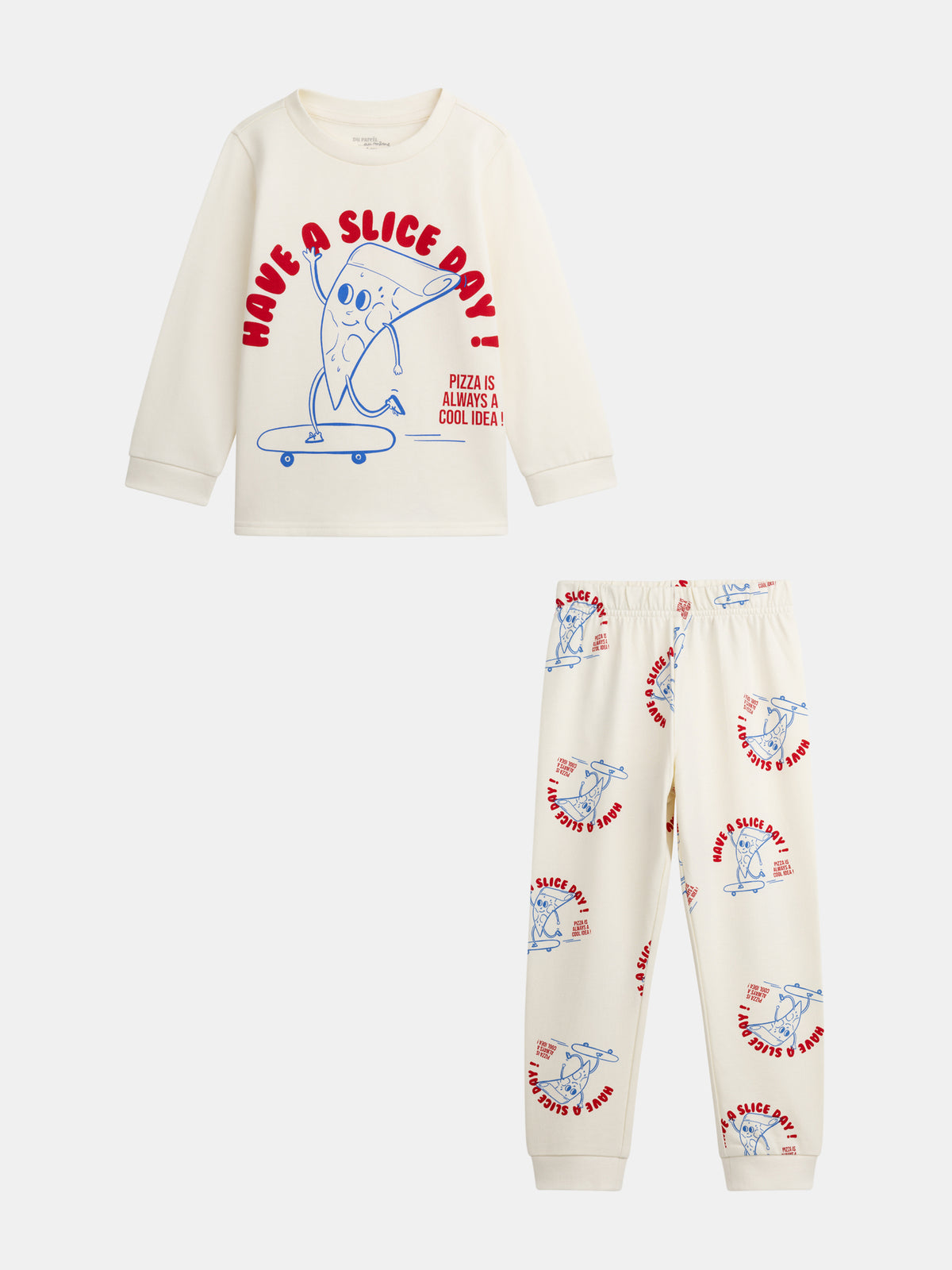 2-Piece Fleece Pajama Set Printed "Have a Slice Day!" for Kids Boy