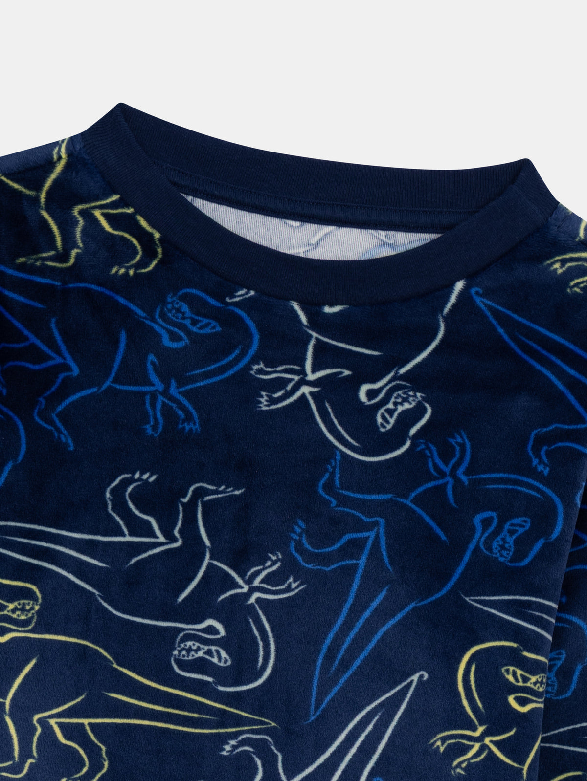 2-piece stretch velvet dinosaur print pajamas for boys