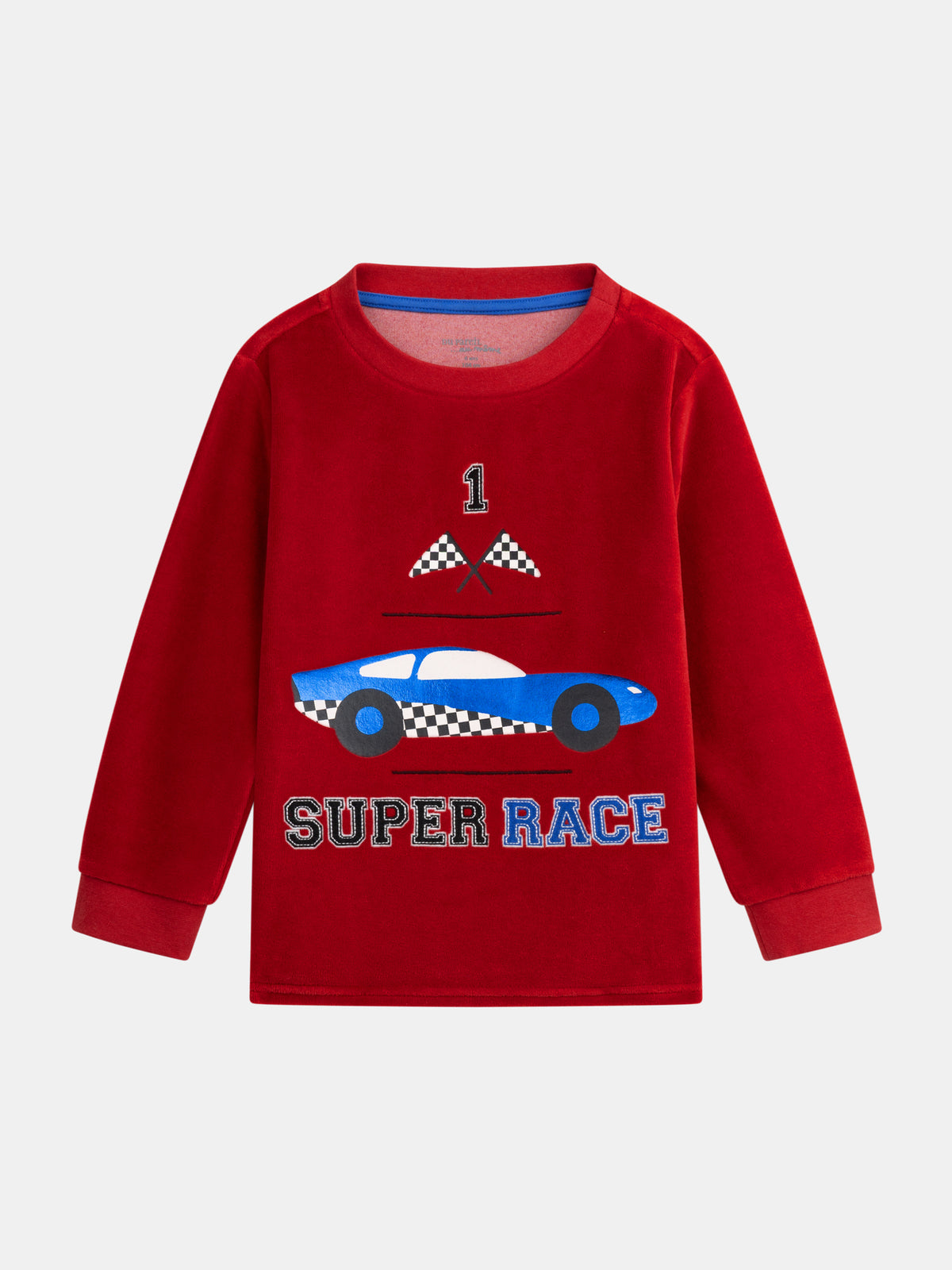 2-Piece Velvet Pajamas with Racing Car Pattern for Boys