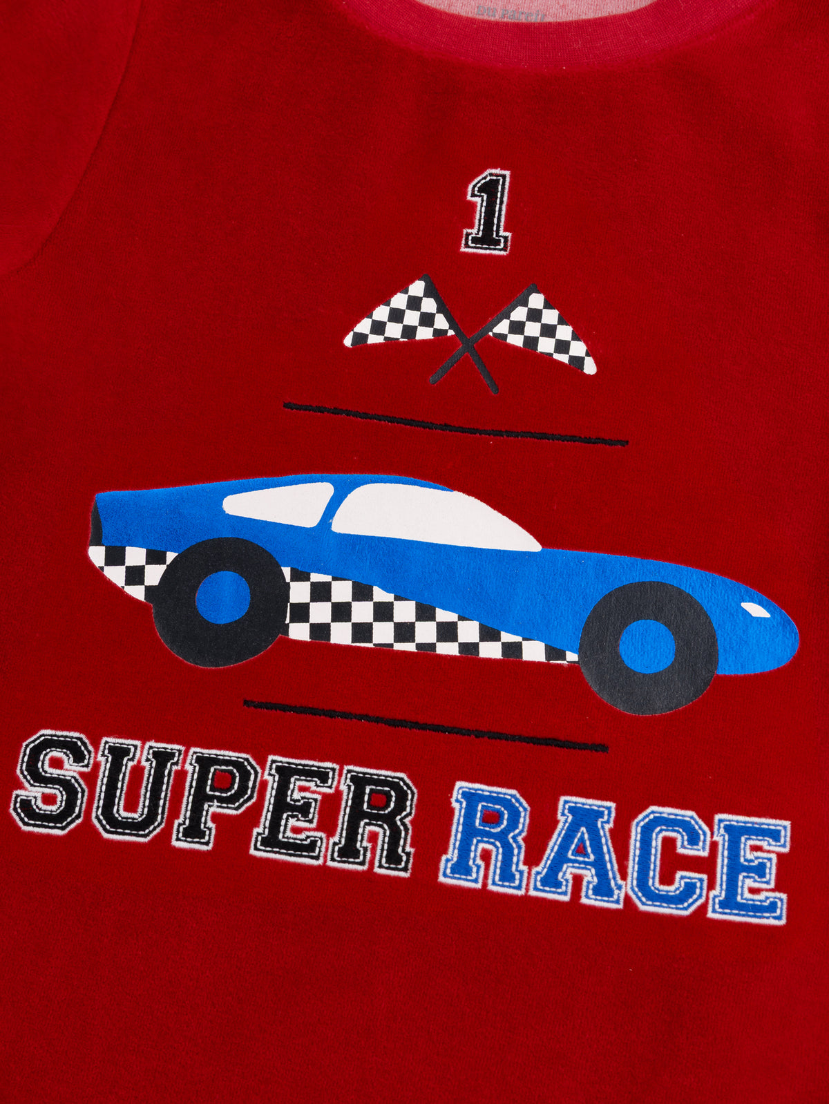 2-Piece Velvet Pajamas with Racing Car Pattern for Boys