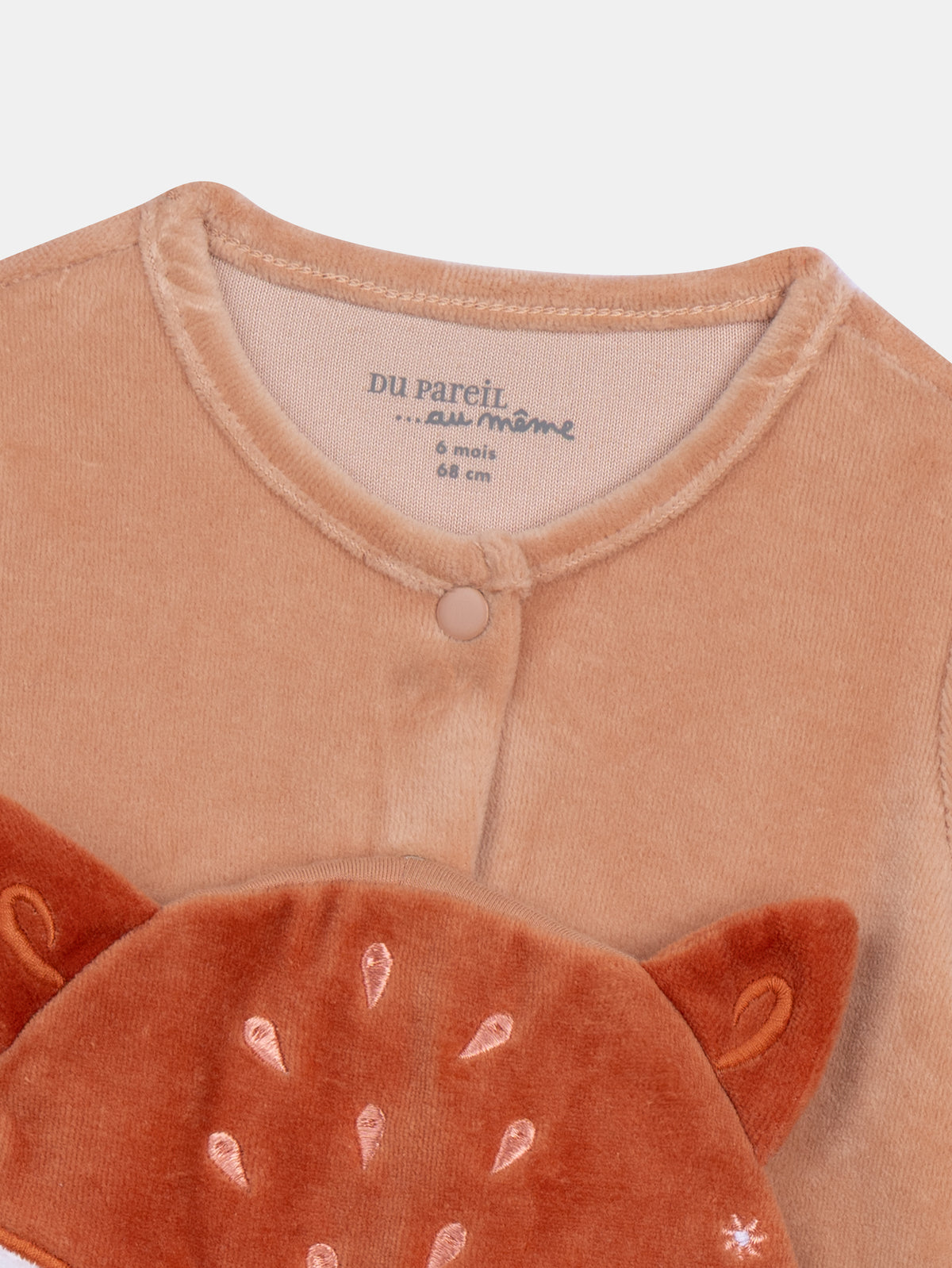 Caramel Velvet Bodysuit with Fox Print for Baby Girl