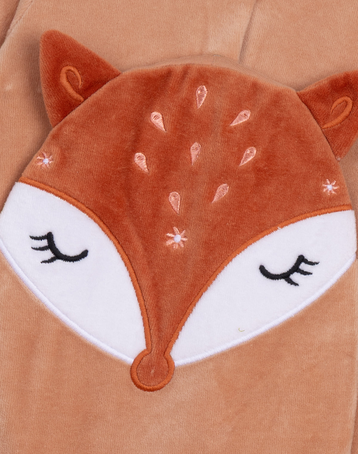 Caramel Velvet Bodysuit with Fox Print for Baby Girl