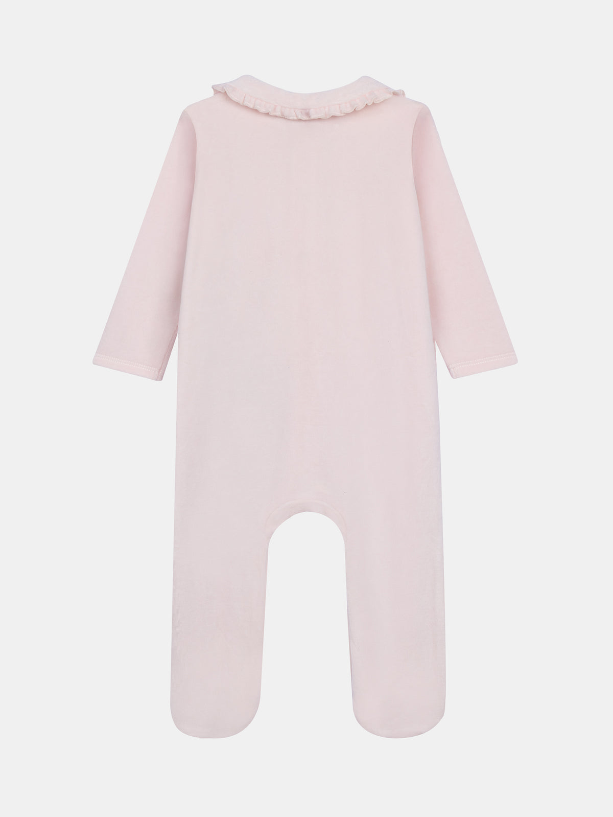 Pink Velour Sleepsuit with Giraffe and Panda for Baby Girls