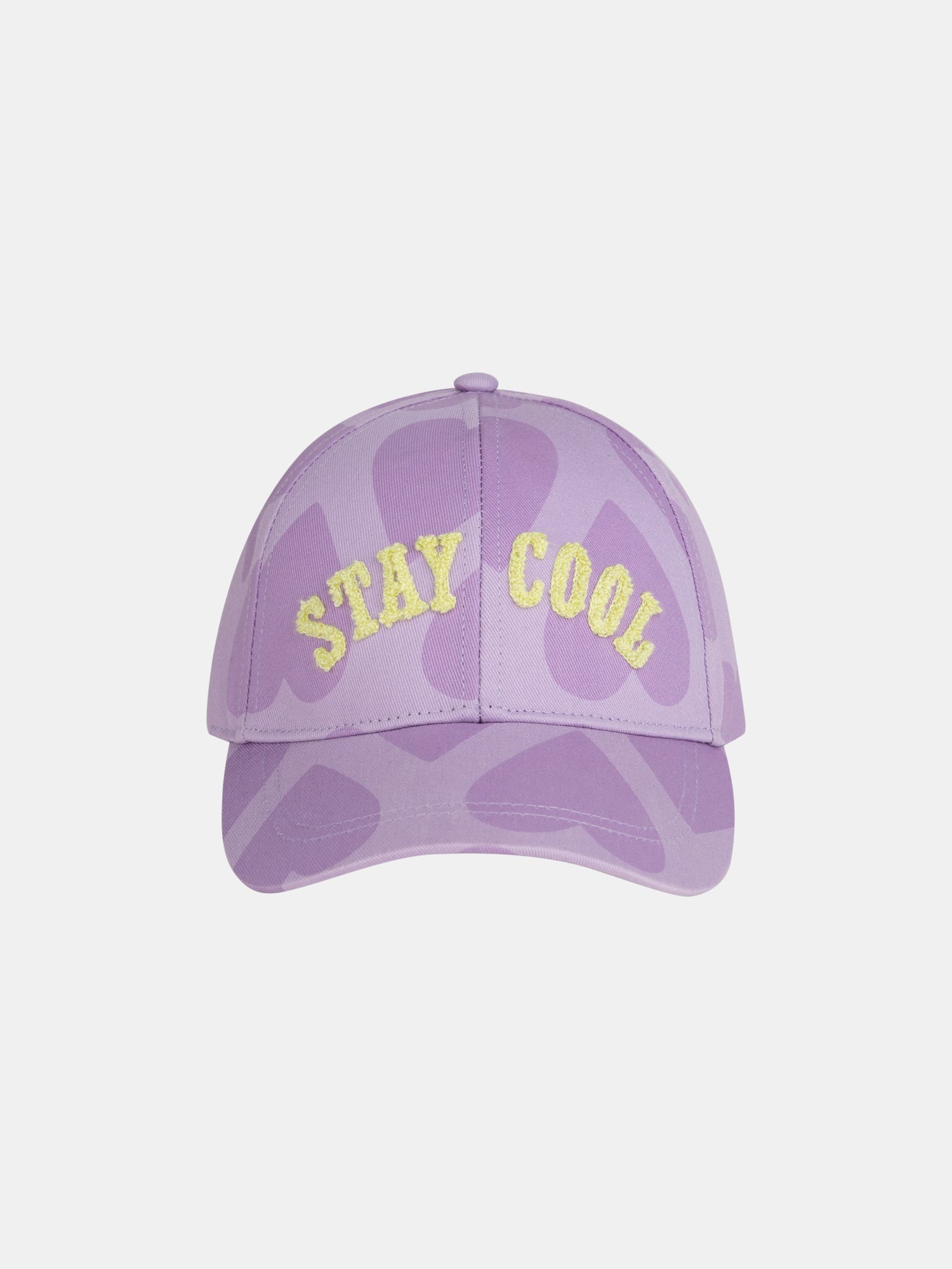 Cap with heart print and writing for girls