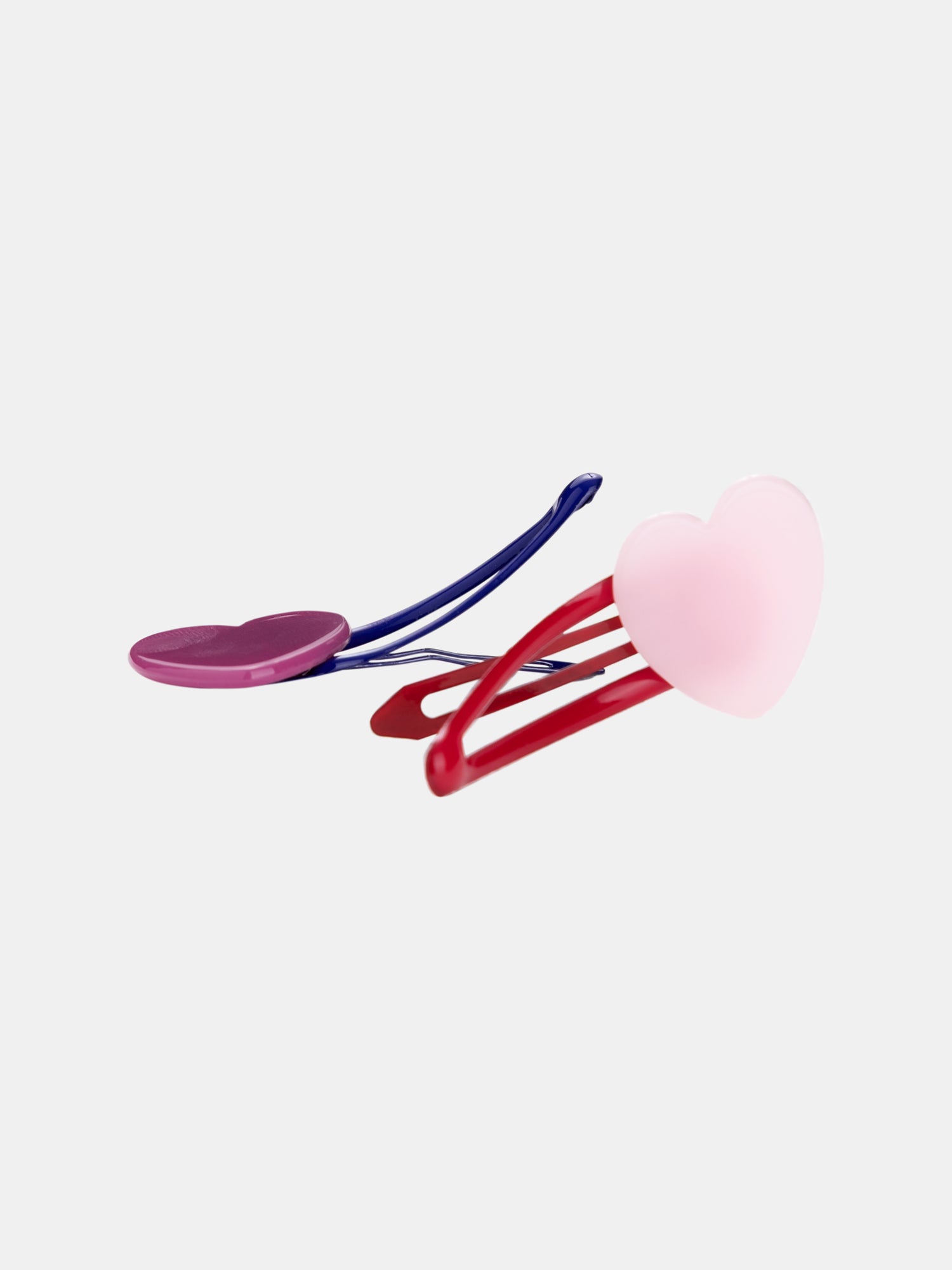 Set of 4 multicolored hair clips and hearts for girls