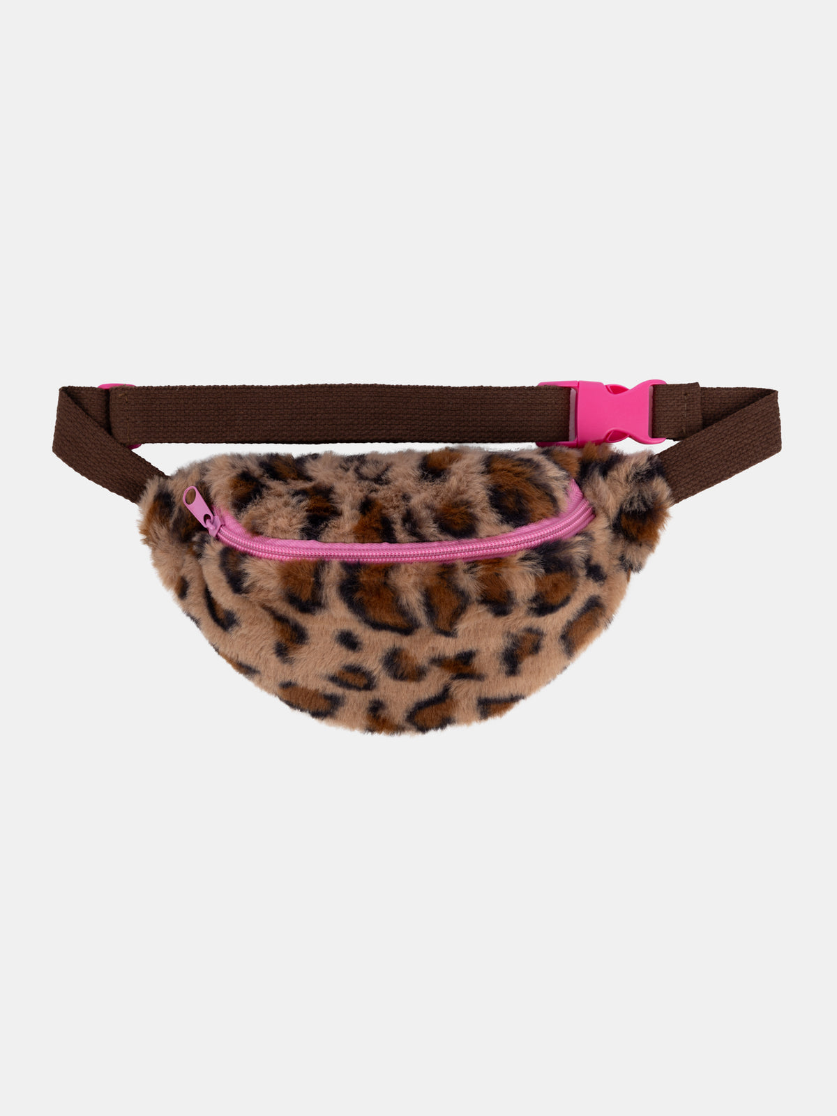 Girls' leopard print faux fur bum bag
