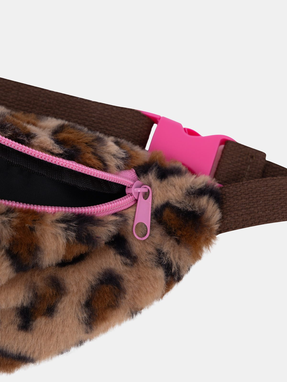 Girls' leopard print faux fur bum bag