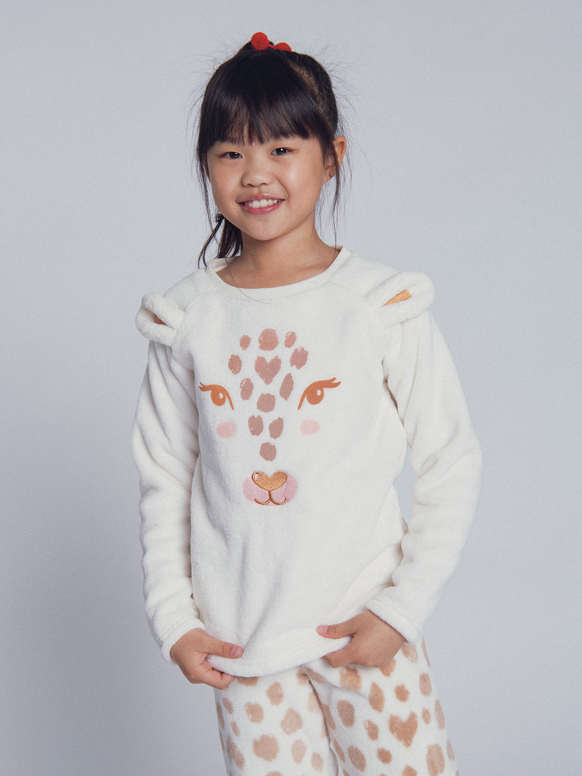 Cream pyjama "Leopard Head" for girl child