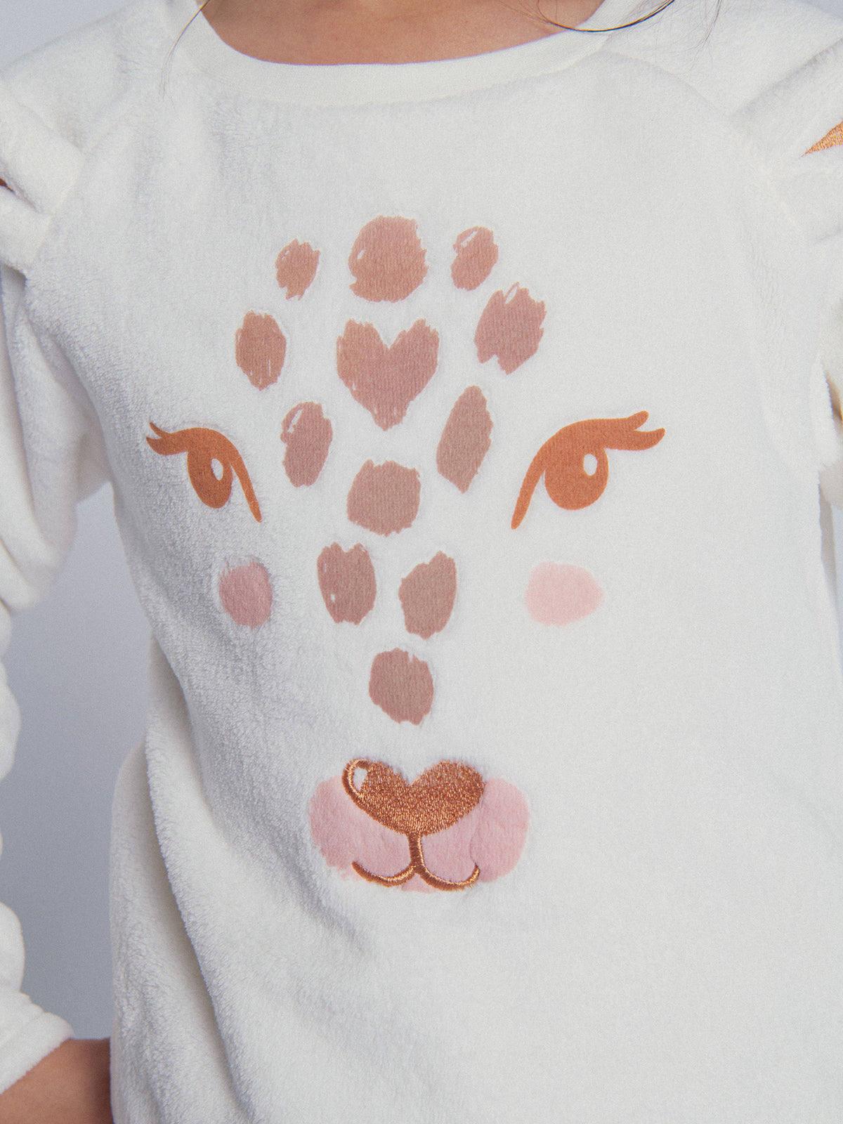 Cream pyjama "Leopard Head" for girl child