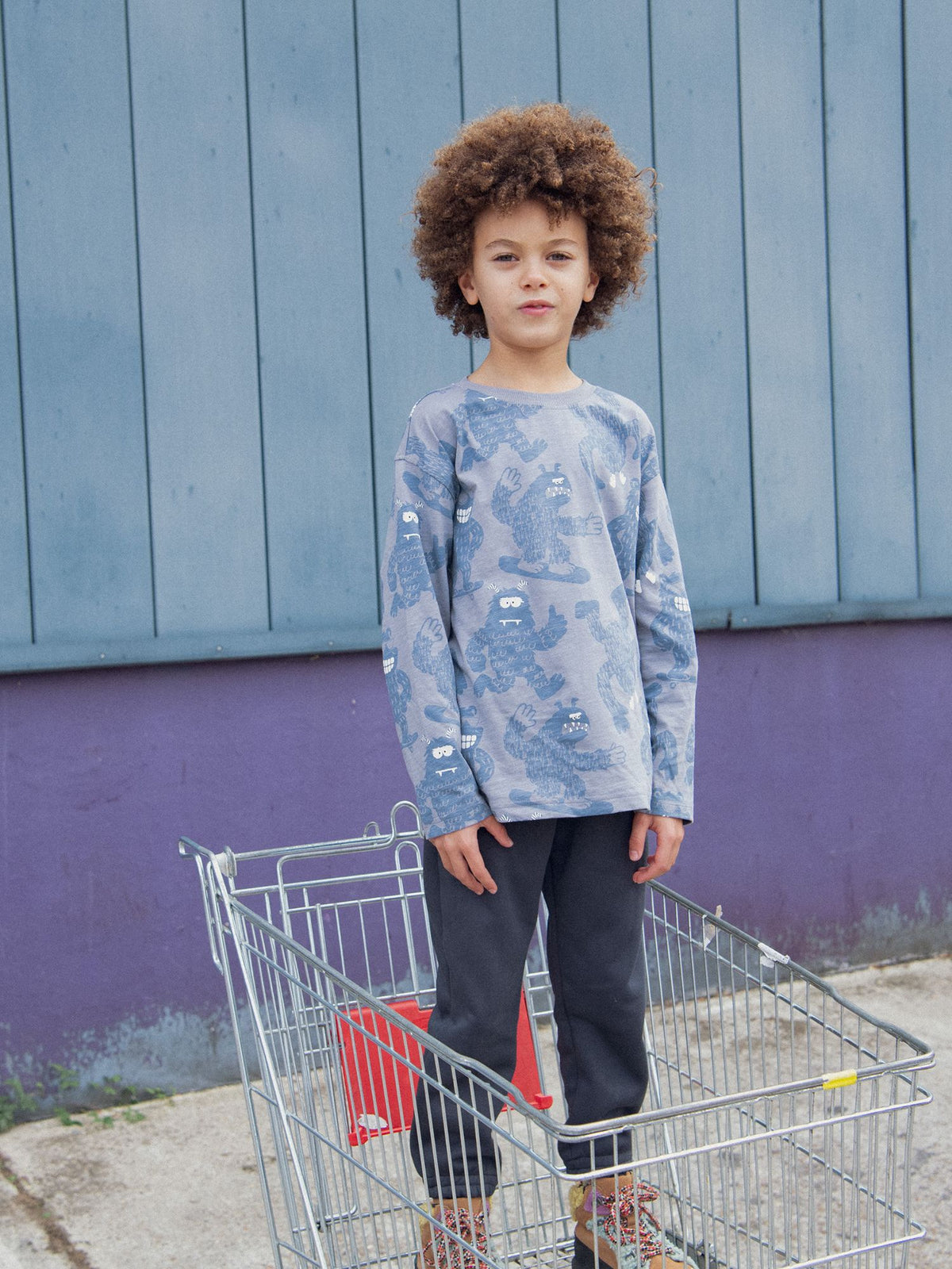 Blue Long Sleeve T-Shirt with Yeti Print for Boys