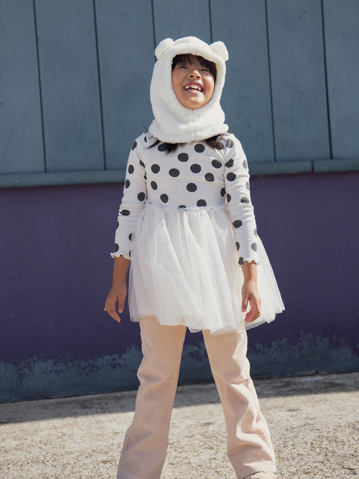 2-in-1 Sweater Dress with Cozy Top and Polka Dot Skirt for Baby Girl
