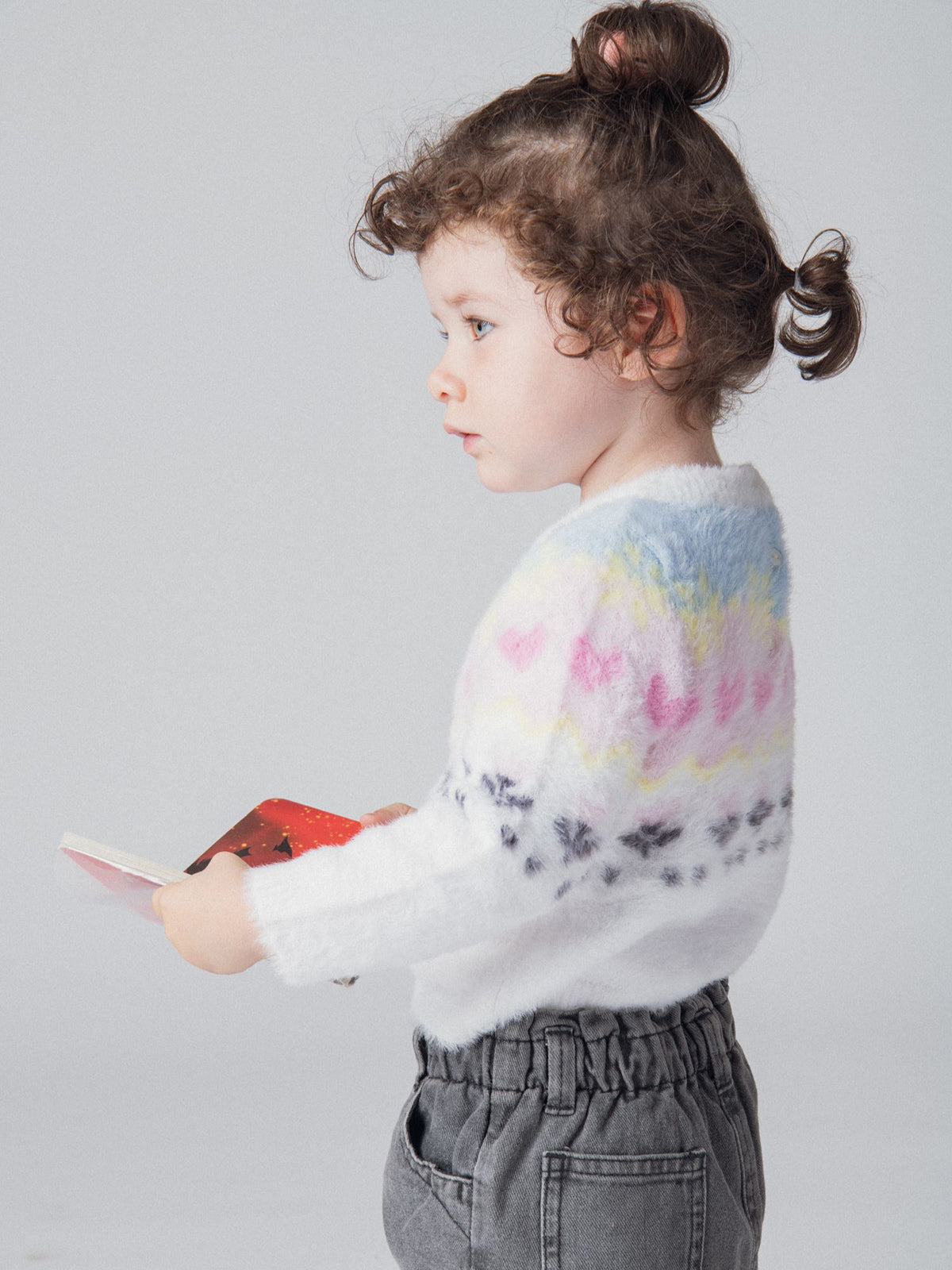 Soft Knitted Sweater with Jacquard Pattern for Baby Girl