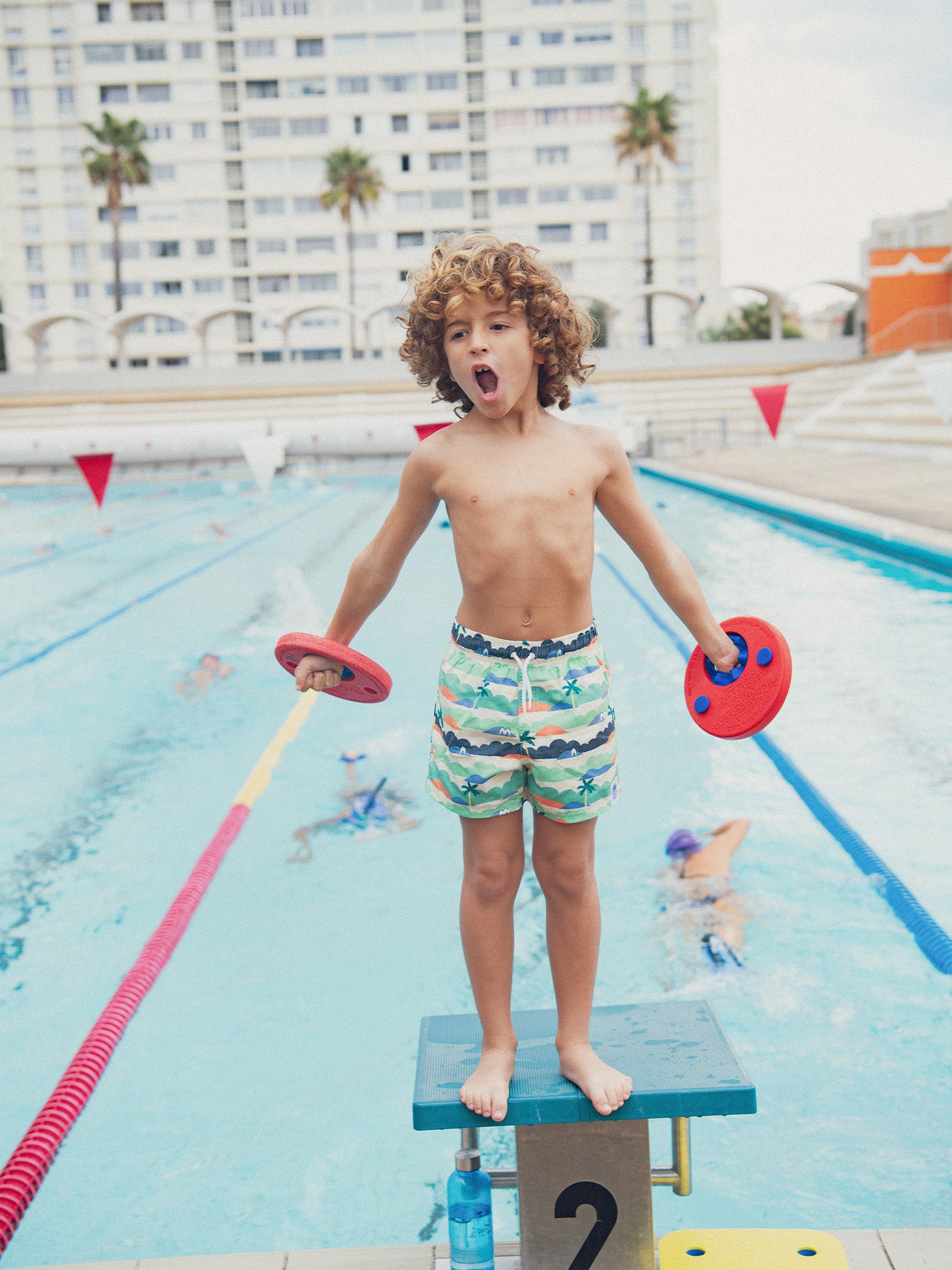 Boy's Landscape Print Swim Shorts
