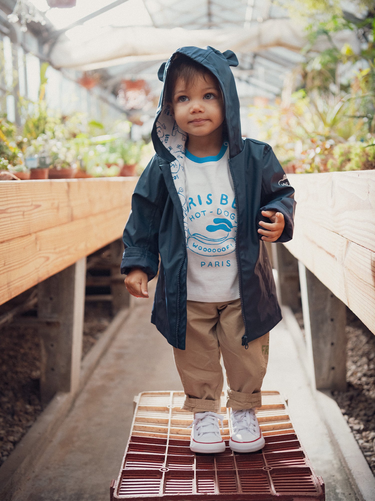 Navy Blue Raincoat with Little Ears for Baby Boy