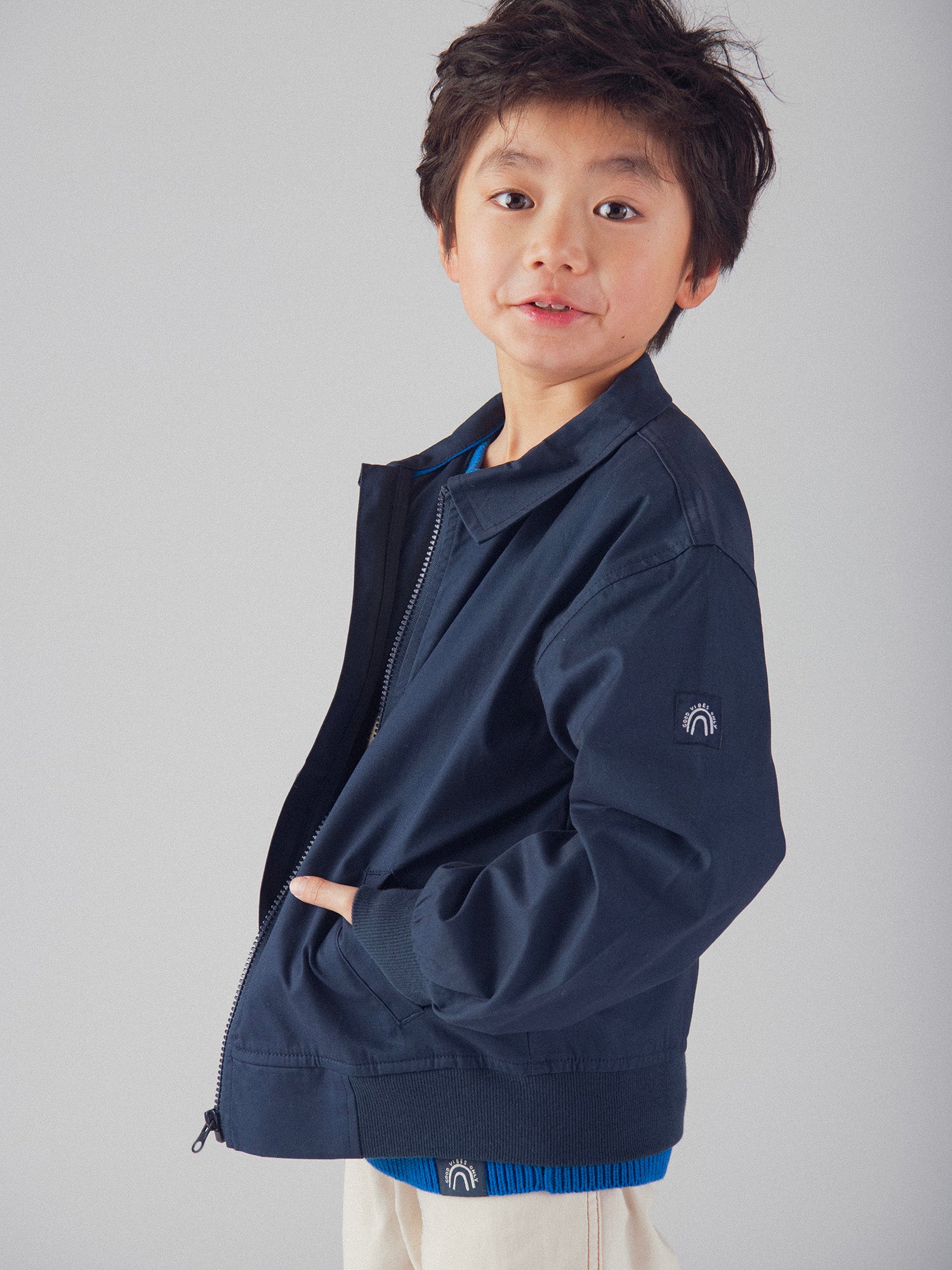 Dark Blue Jacket with Pockets for Boys