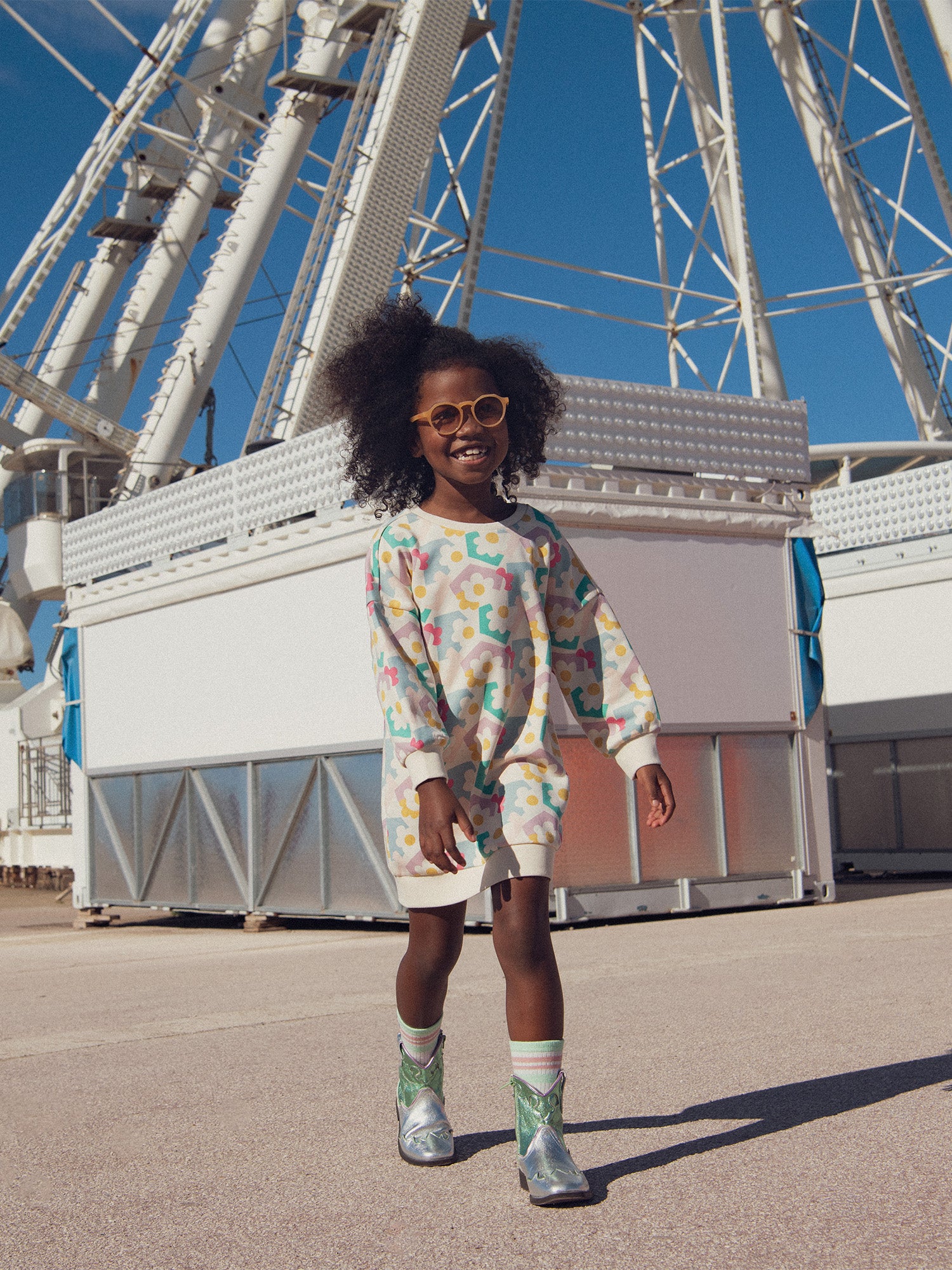 Printed fleece dress for girls