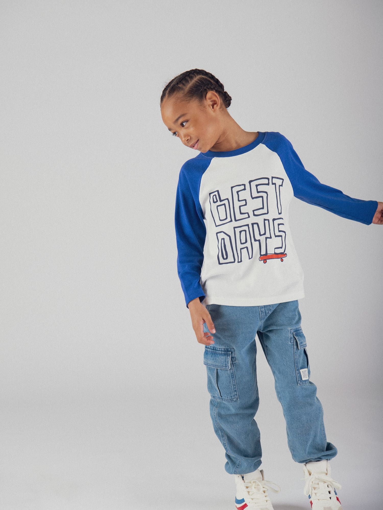 Long-Sleeved T-Shirt Blue and White for Boy