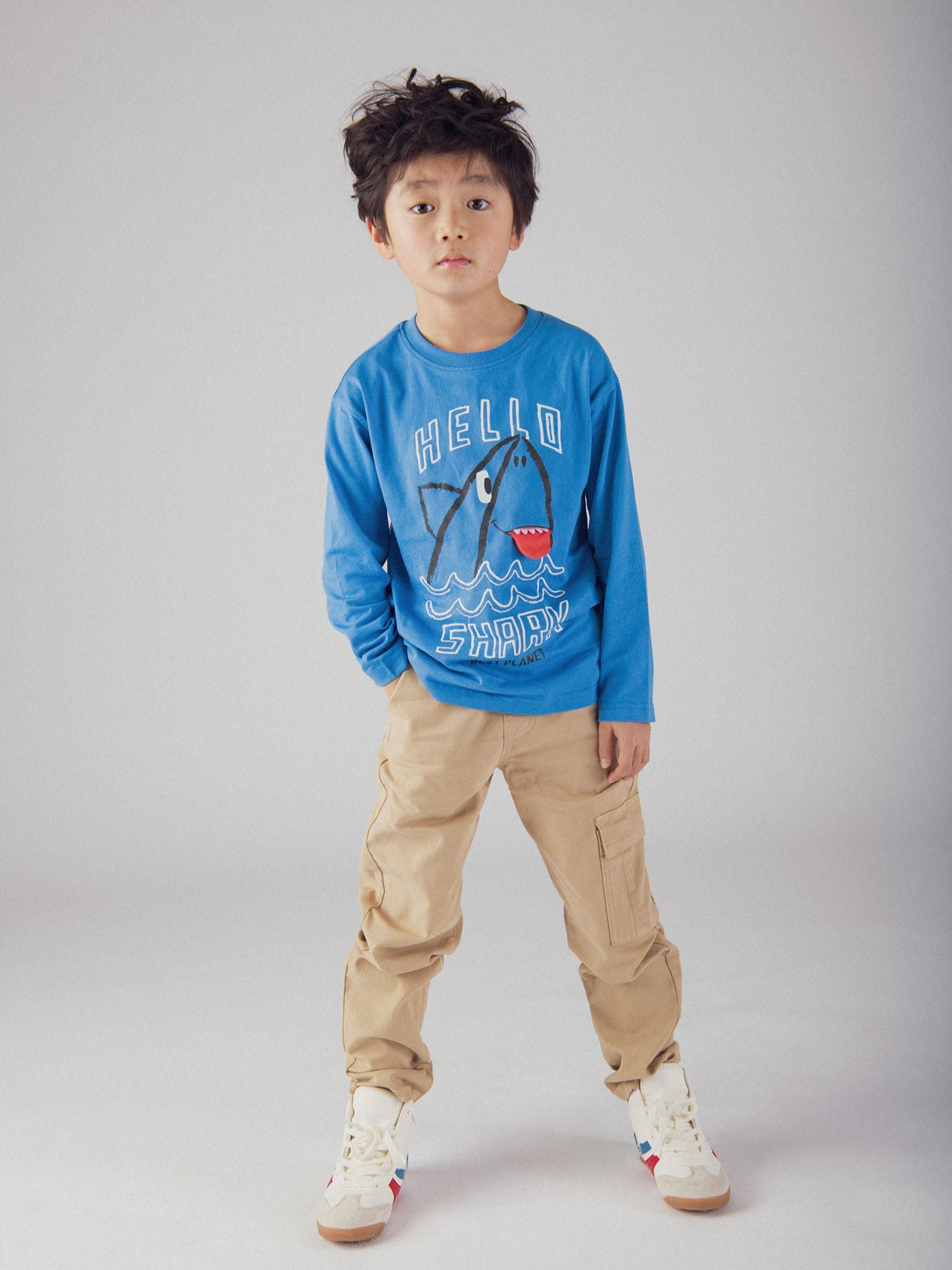 Blue long-sleeve t-shirt with animation for boys