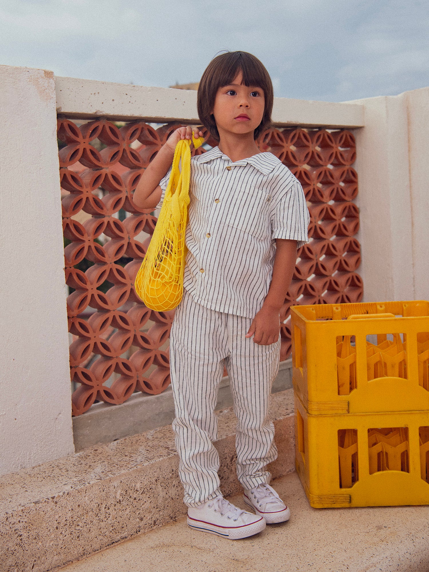 Beige Striped Pants for Boys