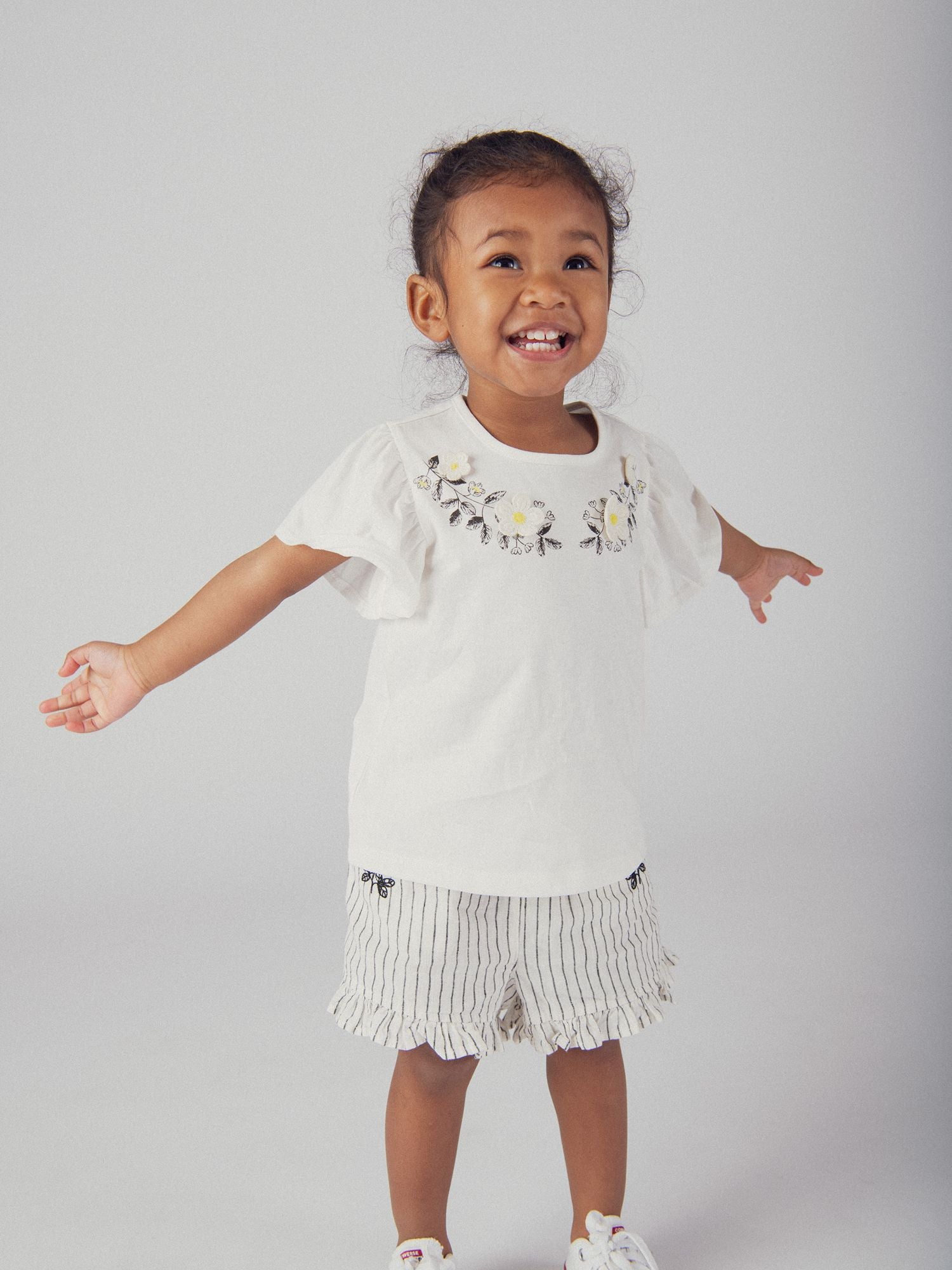 Striped Linen and Cotton Shorts for Baby Girl