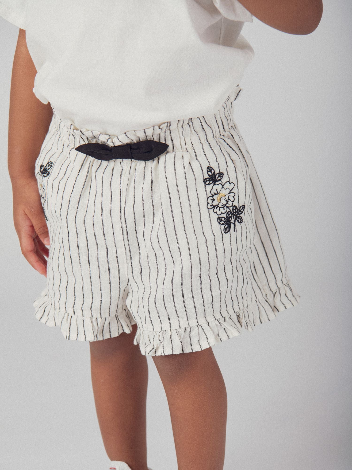 Striped Linen and Cotton Shorts for Baby Girl