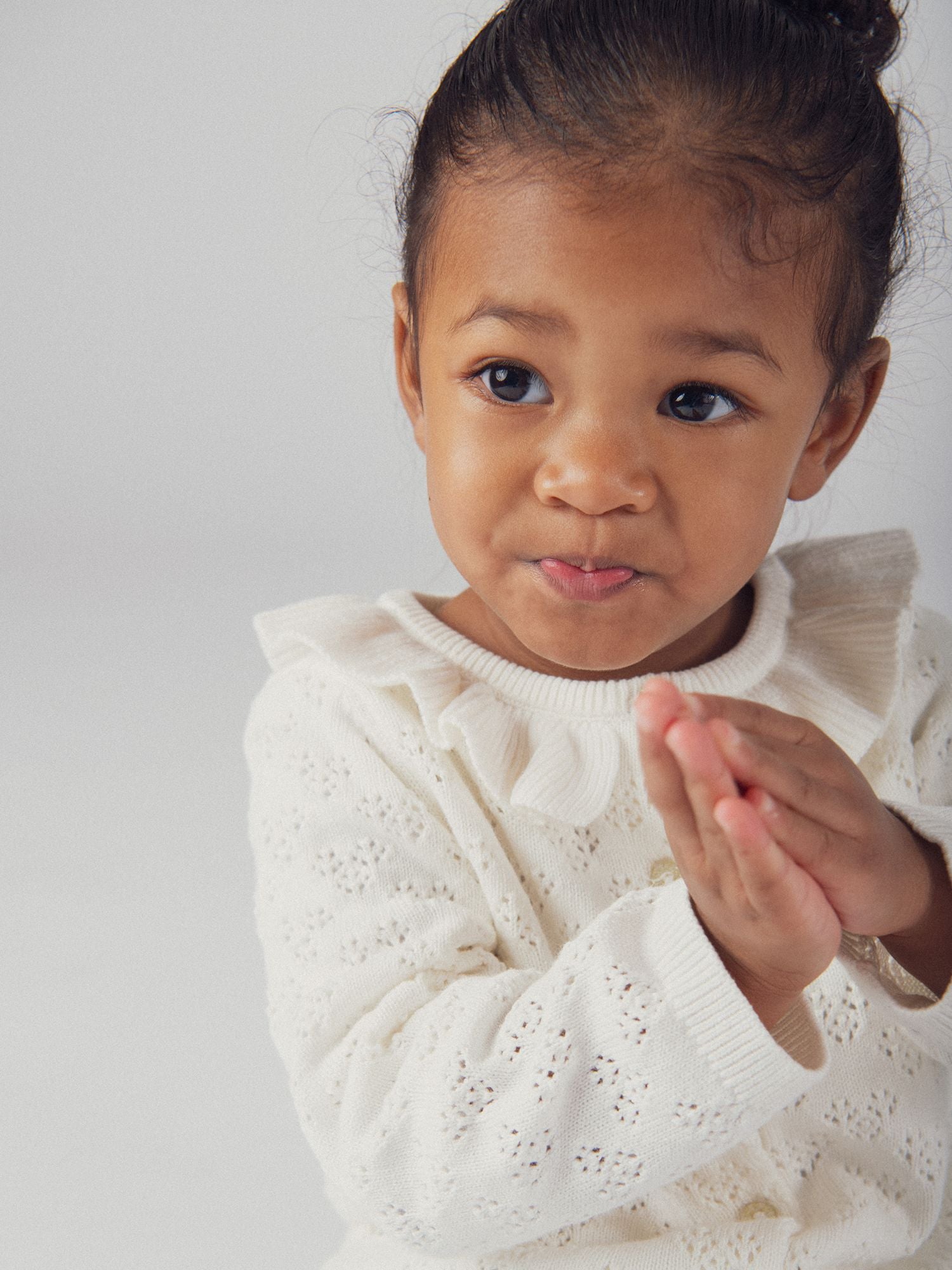 Vanilla Cardigan with Ruffle Collar for Baby Girl