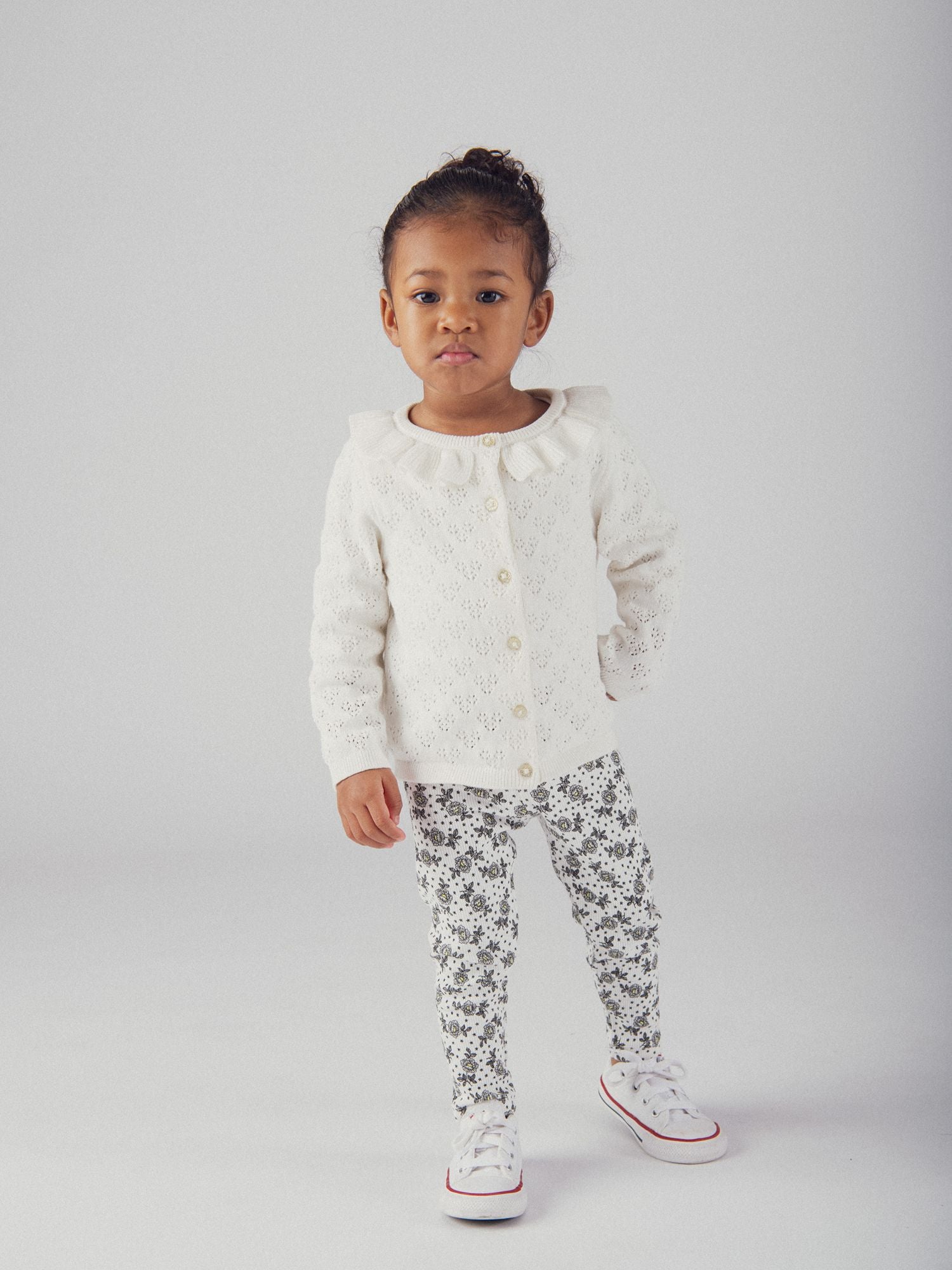 Vanilla Cardigan with Ruffle Collar for Baby Girl