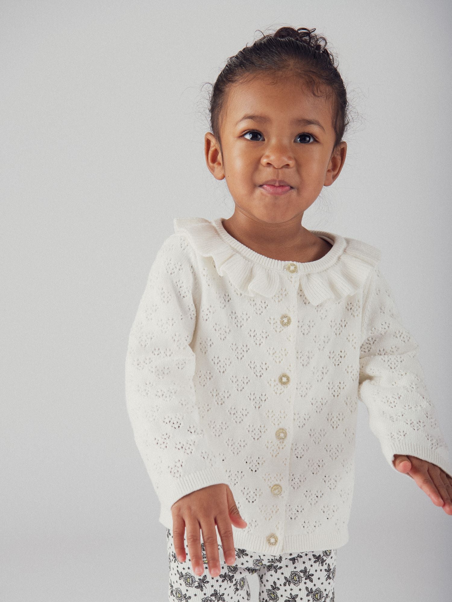 Vanilla Cardigan with Ruffle Collar for Baby Girl