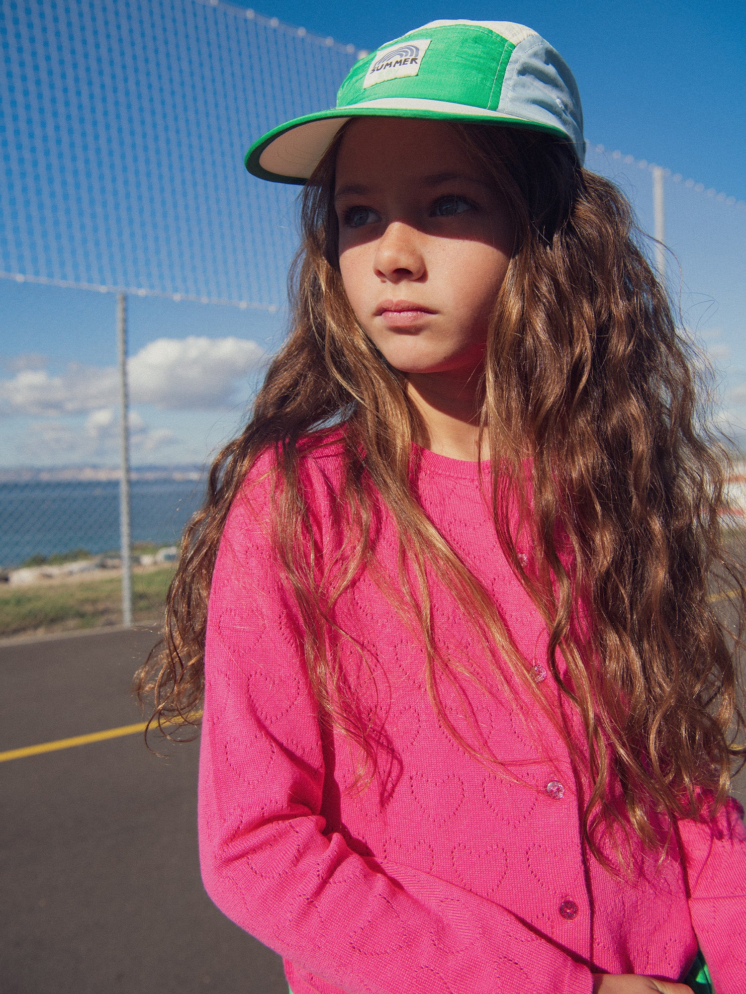 Pink Heart Pointelle Cardigan for Girls