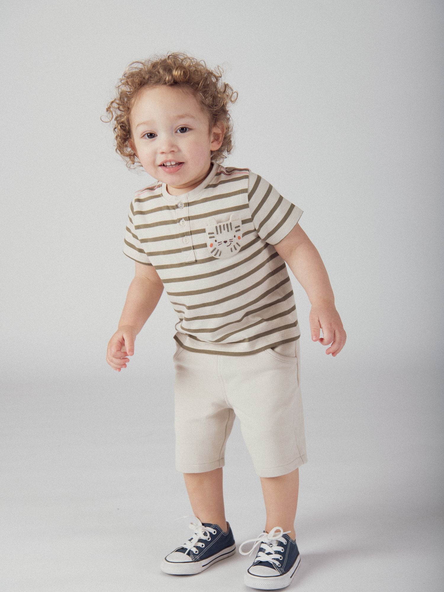 Beige striped "Tiger" t-shirt for baby boy