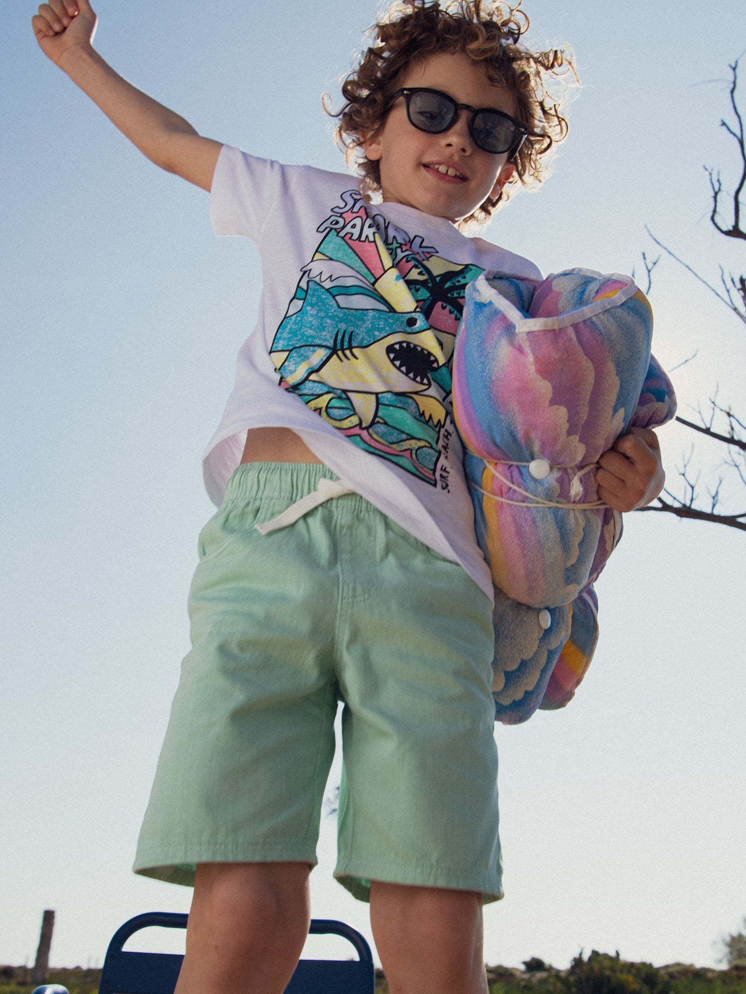 Green Twill Shorts for Boys