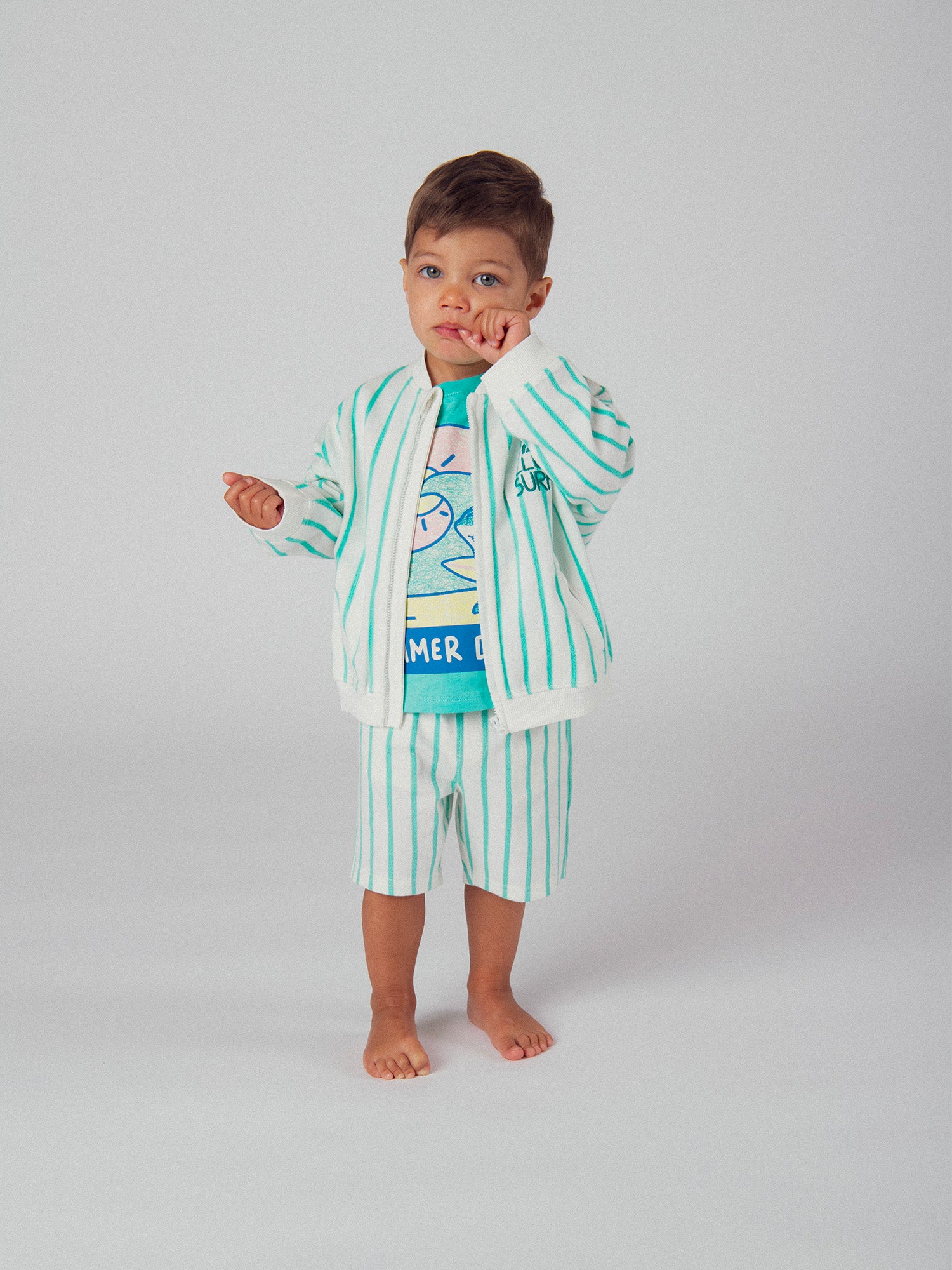 Zipped Striped Aqua Vest "Club Surfs" for Baby Boy