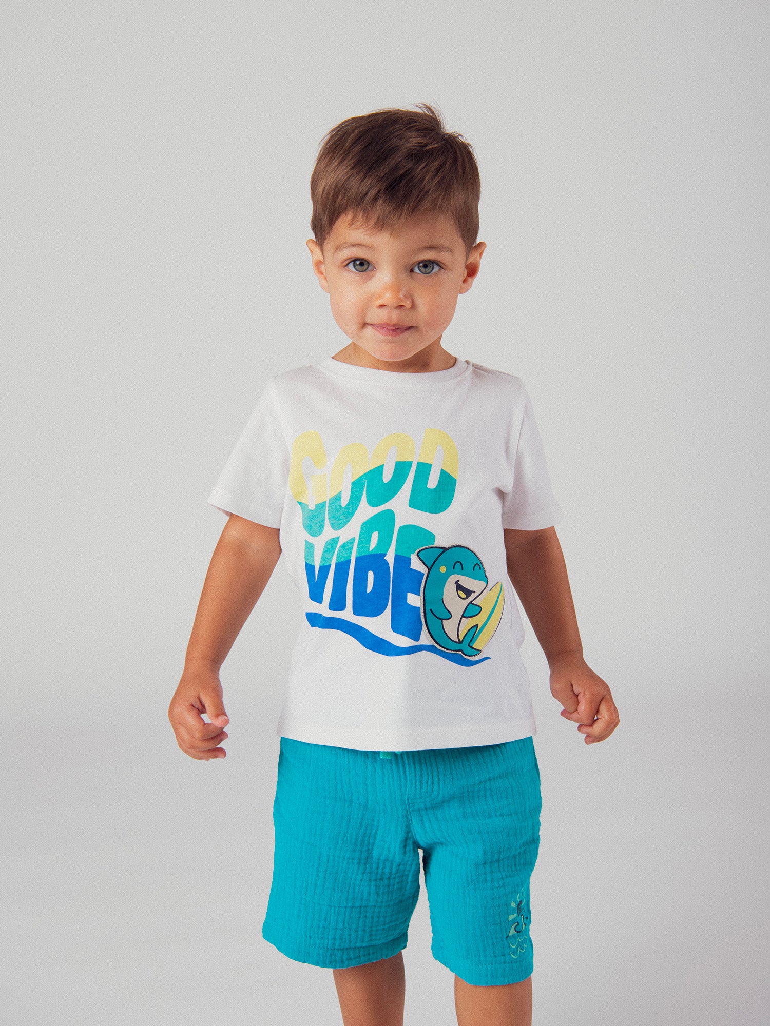 White "Good Vibe" T-shirt for baby boy