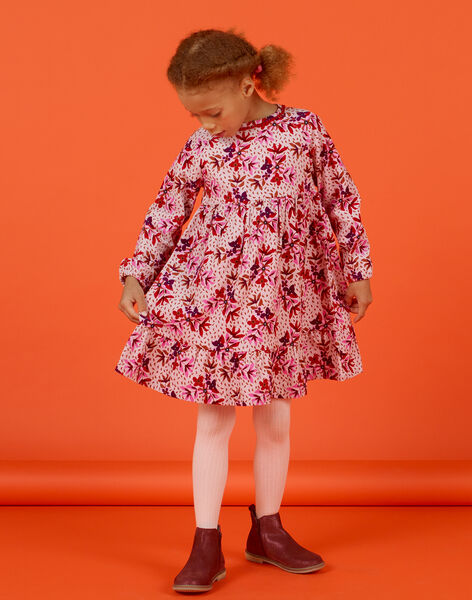 Girl's corduroy dress with floral print MACOMROB1 / 21W901L1ROBD329