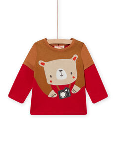 Baby Boy Red Embroidered T-shirt MUFUNTEE1 / 21WG10M2TMLF512