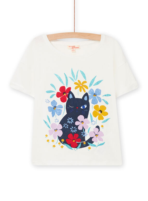 Short sleeve t-shirt ecru child girl NALUTI1 / 22S901P2TMC001