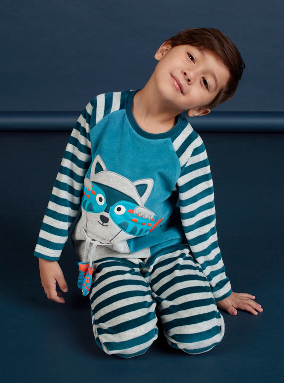 Boy's grey raccoon pajama set MEGOPYJRAC / 21WH1286PYJC235