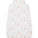White baby sleeping bag with animal and fruit prints