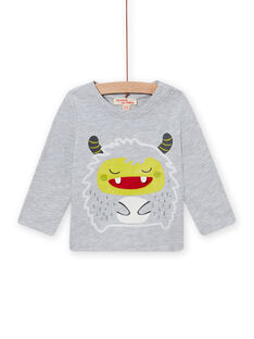 Baby boy's embroidered grey t-shirt MUHITEE1 / 21WG10U3TML943