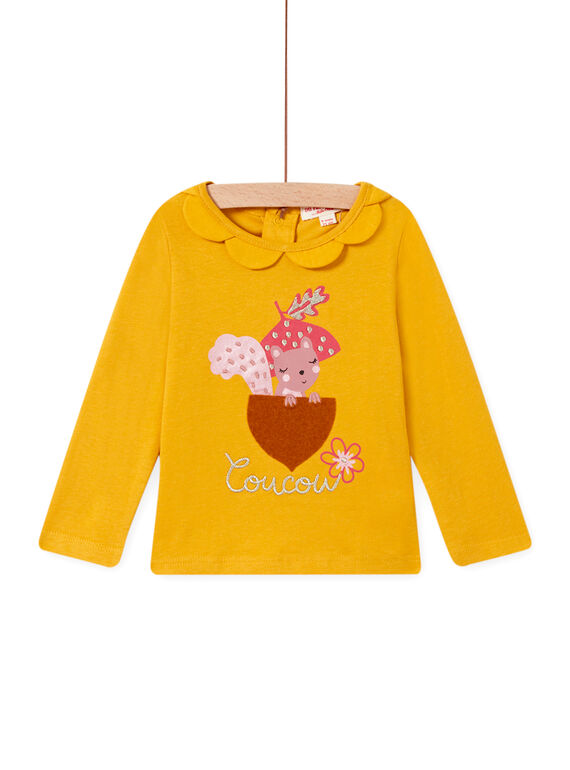 Baby girl saffron t-shirt with petal collar MISAUBRA / 21WG09P1TML109