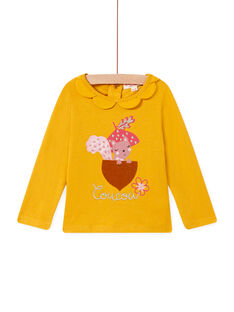 Baby girl saffron t-shirt with petal collar MISAUBRA / 21WG09P1TML109