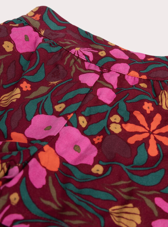 Red floral print shorts for girls  VAKOSHORT / 24W90131SHOF529