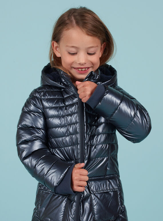 Child girl metallic blue down jacket MALONDOUN2 / 21W90162D3E070