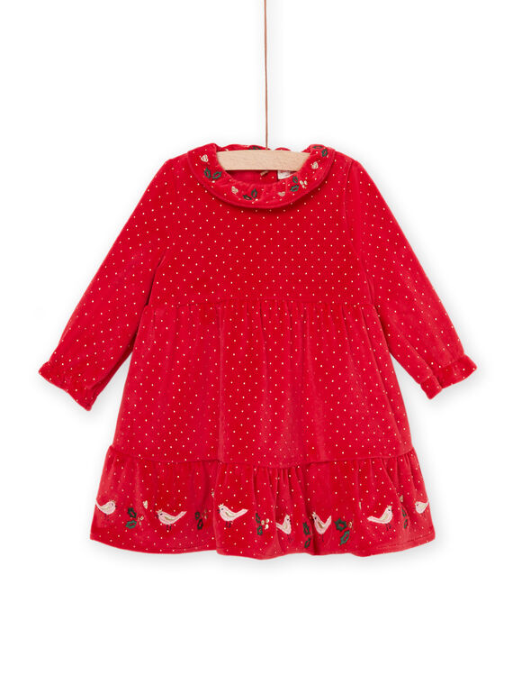 Long sleeve velvet dress with polka dot print PINOROB1 / 22WG09V1ROBF529