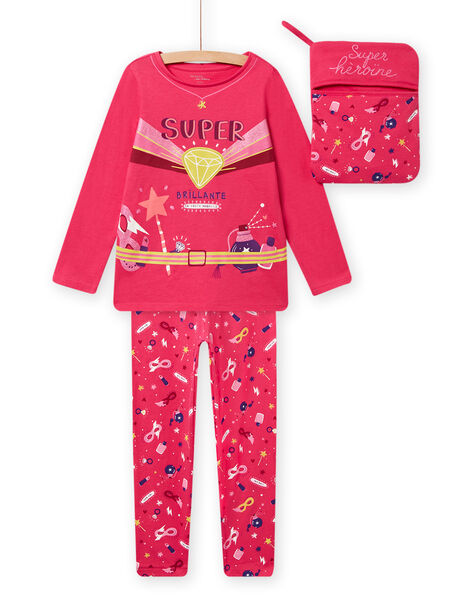 Child girl's superheroine pyjama set in grenadine NEFAPYJERO / 22SH11F4PYGF507