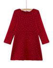 Girl's red skater dress with polka dots in fleece MAJOLROB2 / 21W901N1ROBF504