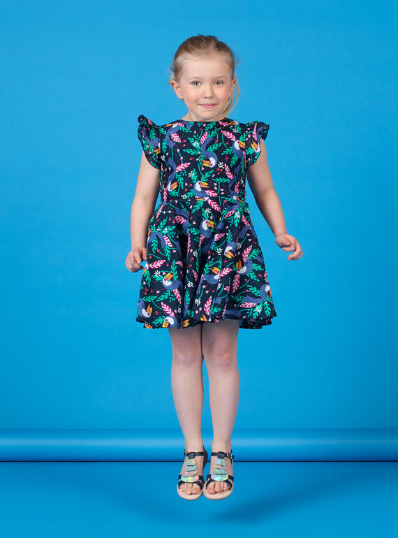Black and green toucans print dress LANAUROB1 / 21S901P2ROBC205