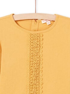 Girl's long-sleeved mustard T-shirt with lace MAJOSTEE3 / 21W9012BTMLB106