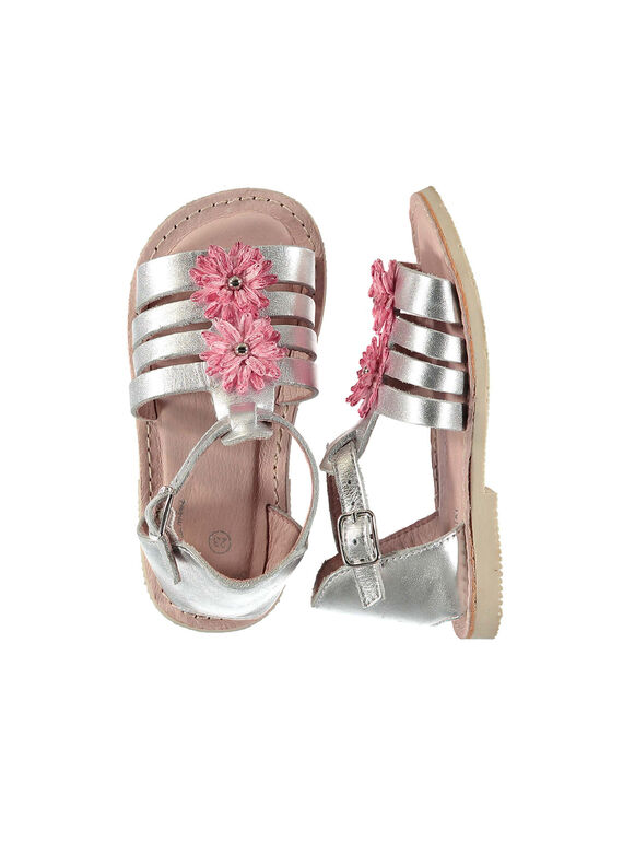 Baby girls' smart leather sandals FBFSANDCHIC / 19SK37C1D0E956